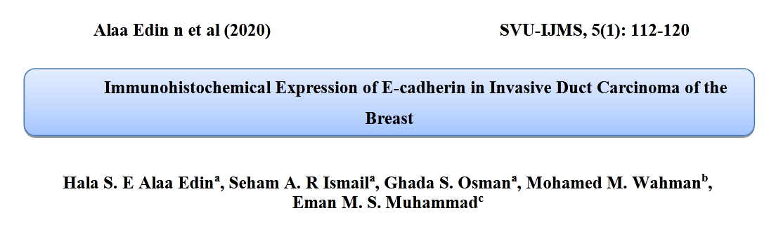 Immunohistochemical Expression of E-cadherin in Invasive Duct Carcinoma of the Breast.